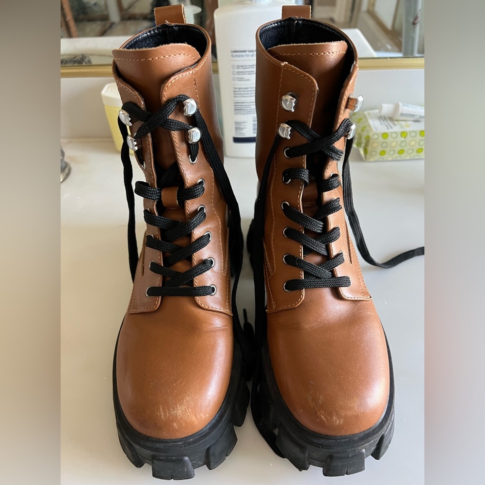 Marc Fisher Brown Lace Up Boots